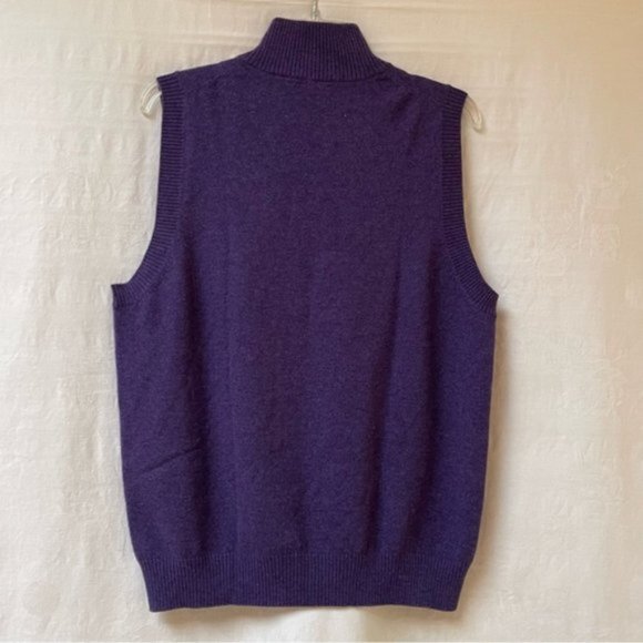 Kinross Cashmere Knit Vest Womens Medium Cashmere Half Zip Winter Purple Jacket - Picture 5 of 11